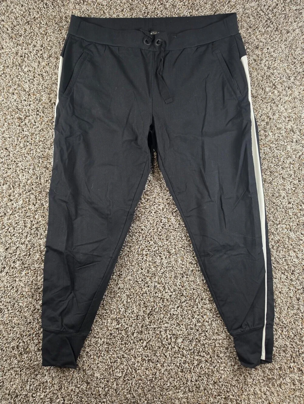 Athleta Womens Sz XL Metro Track Jogger Pants Black White Sweatpants